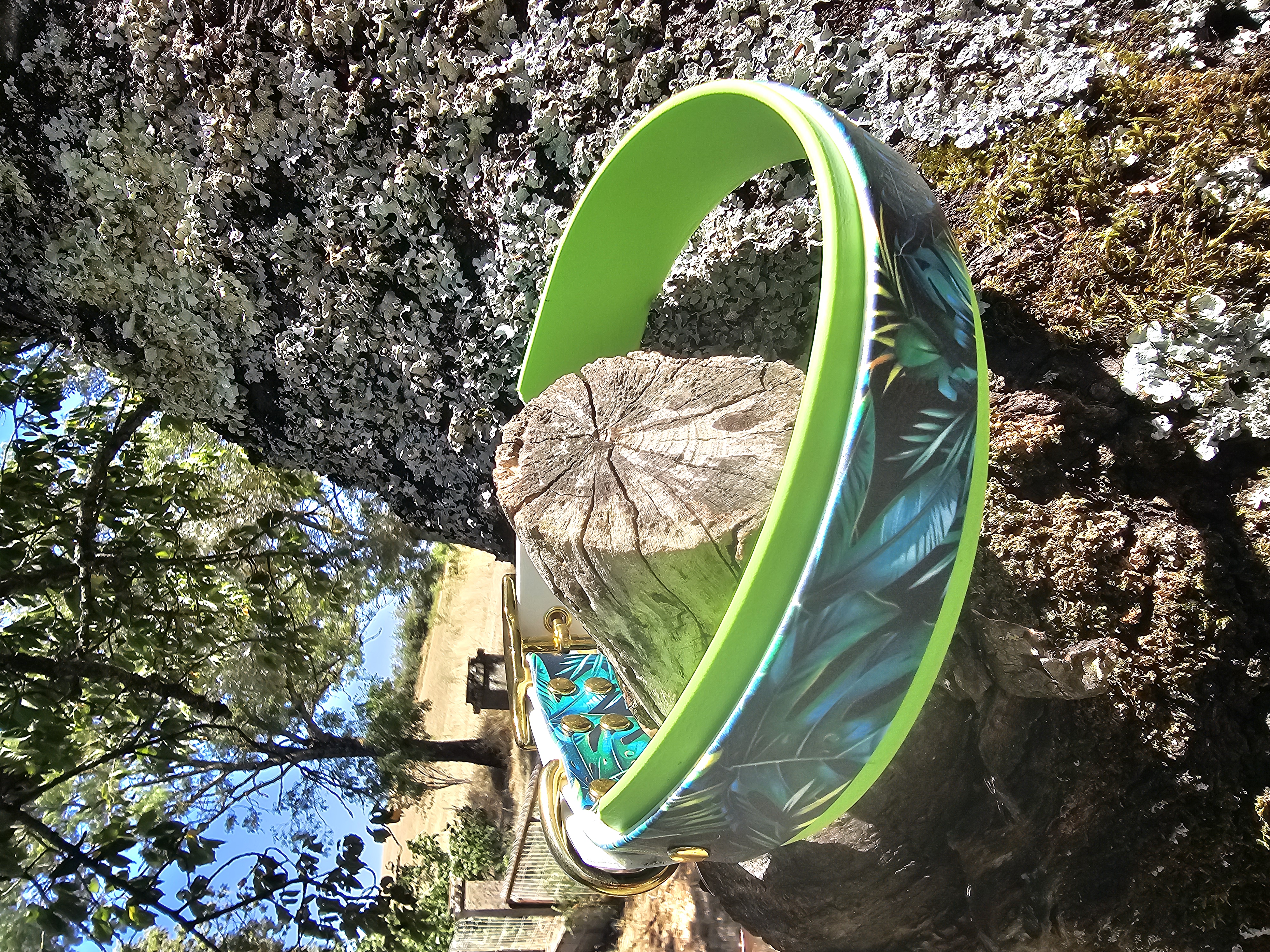 Collier double épaisseur — Vert anis & Imprimé tropical